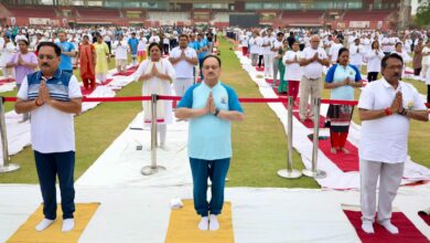 Yamuna Sports Complex में योग कार्यक्रम का आयोजन, BJP अध्यक्ष JP Nadda हुए शामिल