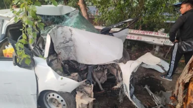उत्तर प्रदेश, नोएडा: तेज रफ्तार कार चारदीवारी तोड़कर 25 फीट नीचे गिरी