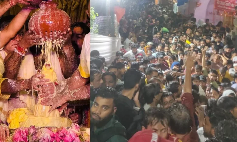 उत्तर प्रदेश, नोएडा: राधा अष्टमी पर मंदिरों में श्रद्धालुओ की उमड़ी भीड़