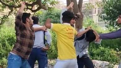 उत्तर प्रदेश, नोएडा: छात्रों के 2 गुट भिड़े,सड़क पर चले लात-घूसे