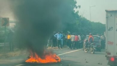 Greater Noida accident, car-bike collision fire, Noida expressway blaze