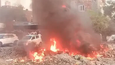 Faridabad fire news, Sector 48 fire incident, chemical drum blaze