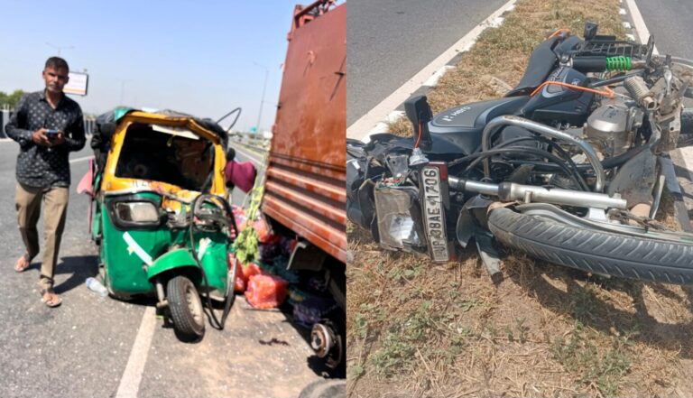 Uttar Pradesh : हापुड़ में तीन अलग-अलग सड़क हादसे, बाइक सवार की मौत, महिला समेत छह घायल