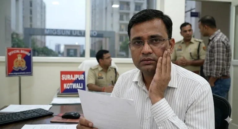 Greater Noida : नोएडा की मिगसन अल्टीमो सोसाइटी में अकाउंटेंट से मारपीट, कनपटी पर रिवॉल्वर लगाने का आरोप