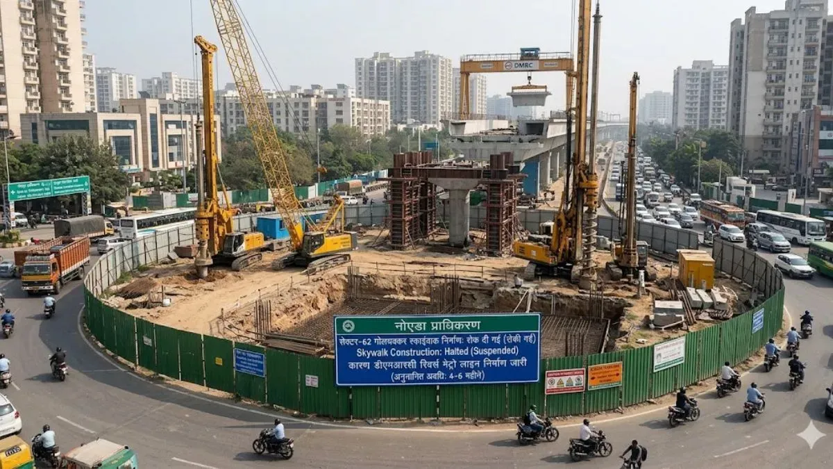 Noida skywalk project: नोएडा में स्काईवॉक परियोजना पर फिलहाल रोक,मेट्रो निर्माण कार्य के चलते सेक्टर-62 गोलचक्कर पर नहीं शुरू हो सकेगा काम Noida skywalk project: नोएडा में स्काईवॉक परियोजना पर फिलहाल रोक,मेट्रो निर्माण कार्य के चलते सेक्टर-62 गोलचक्कर पर नहीं शुरू हो सकेगा काम