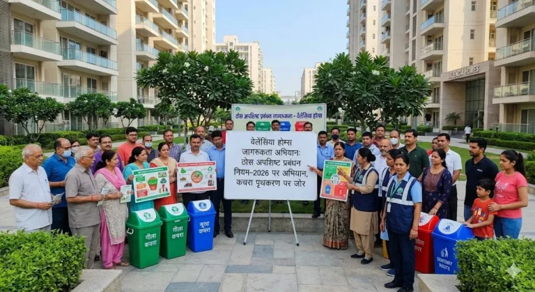 Valencia Homes awareness campaign: वेलेंसिया होम्स में ठोस अपशिष्ट प्रबंधन नियम-2026 पर जागरूकता अभियान आयोजित