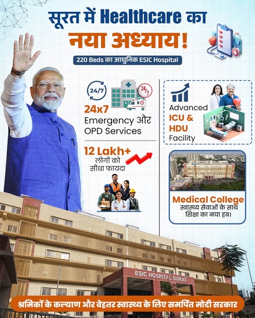 ESIC Hospital Surat: सूरत को मिला 220 बेड का अत्याधुनिक ESIC अस्पताल, प्रधानमंत्री मोदी ने किया वर्चुअल उद्घाटन