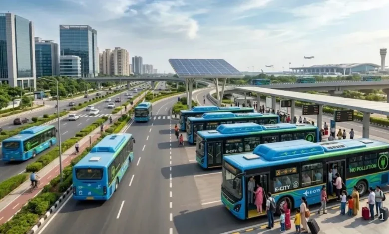 Noida City Bus, Noida Traffic, Traffic Jam