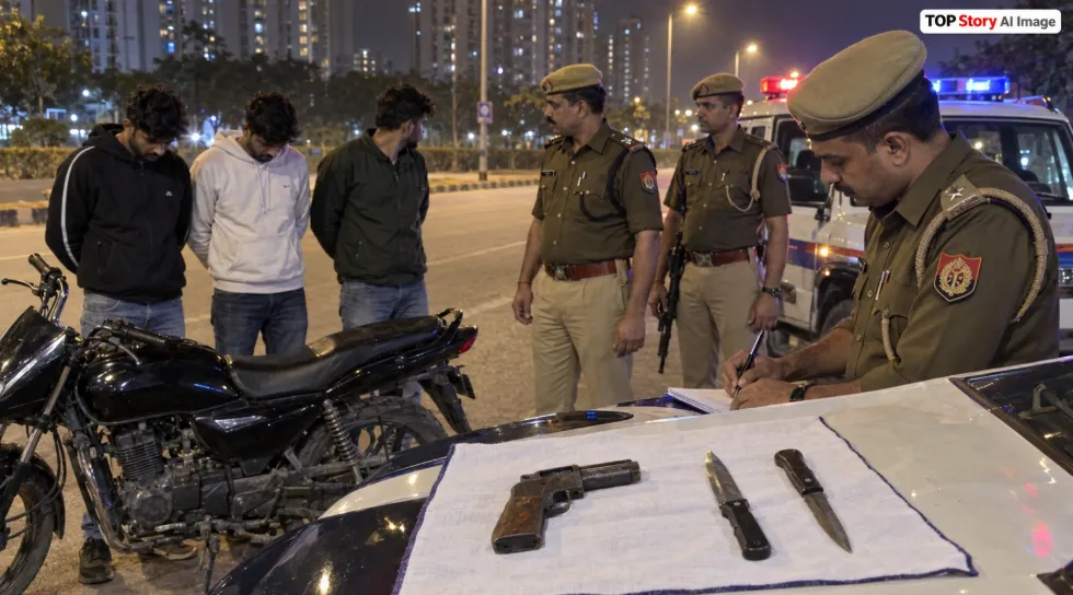 Greater Noida Crime: बाइक सवार तीन बदमाश अवैध पिस्तौल और दो चाकू के साथ गिरफ्तार, वारदात की फिराक में घूमने का शक Greater Noida Crime: बाइक सवार तीन बदमाश अवैध पिस्तौल और दो चाकू के साथ गिरफ्तार, वारदात की फिराक में घूमने का शक
