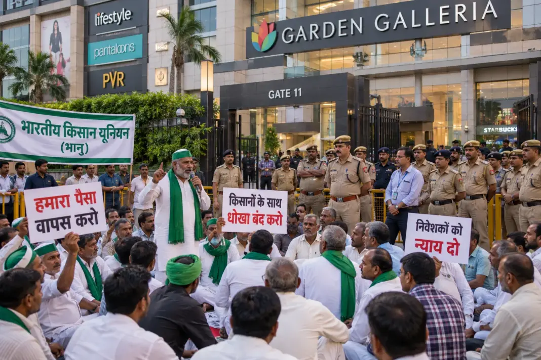 Garden Galleria Protest: गार्डन गैलेरिया मॉल के बाहर किसानों का धरना, पुलिस के आश्वासन पर प्रदर्शन स्थगित Garden Galleria Protest: गार्डन गैलेरिया मॉल के बाहर किसानों का धरना, पुलिस के आश्वासन पर प्रदर्शन स्थगित