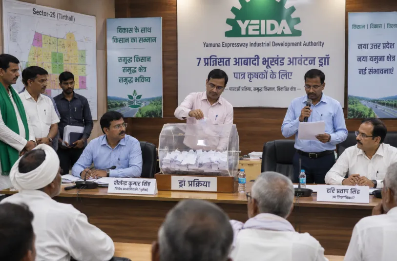 YEIDA Plot Draw: 320 पात्र किसानों के 7 प्रतिशत आबादी भूखंडों का ड्रा, सेक्टर-29 में विकसित होंगे प्लॉट YEIDA Plot Draw: 320 पात्र किसानों के 7 प्रतिशत आबादी भूखंडों का ड्रा, सेक्टर-29 में विकसित होंगे प्लॉट