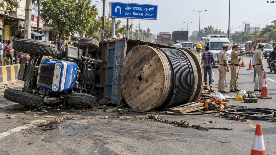 Tractor Trolley Accident: दादरी-छलेरा मार्ग पर ट्रैक्टर-ट्रॉली पलटी, केबल का ड्रम गिरने से श्रमिक की पसलियां टूटींरी-छलेरा मार्ग पर ट्रैक्टर-ट्रॉली पलटी, केबल का ड्रम गिरने से श्रमिक की पसलियां टूटीं Tractor Trolley Accident: दादरी-छलेरा मार्ग पर ट्रैक्टर-ट्रॉली पलटी, केबल का ड्रम गिरने से श्रमिक की पसलियां टूटींरी-छलेरा मार्ग पर ट्रैक्टर-ट्रॉली पलटी, केबल का ड्रम गिरने से श्रमिक की पसलियां टूटीं