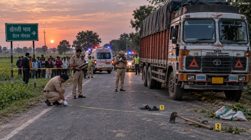 Greater Noida Accident: खेत जा रहे दादा-पोते को तेज रफ्तार ट्रक ने मारी टक्कर, दादा की मौत; 12 वर्षीय पोता गंभीर Greater Noida Accident: खेत जा रहे दादा-पोते को तेज रफ्तार ट्रक ने मारी टक्कर, दादा की मौत; 12 वर्षीय पोता गंभीर