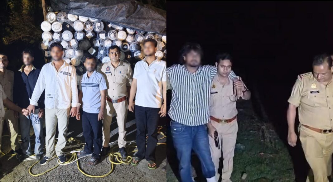Hapur News : हापुड़ में पुलिस और लुटेरों के बीच मुठभेड़, कपड़ो से भरा लूटा गया कैंटर बरामद Hapur News : हापुड़ में पुलिस और लुटेरों के बीच मुठभेड़, कपड़ो से भरा लूटा गया कैंटर बरामद